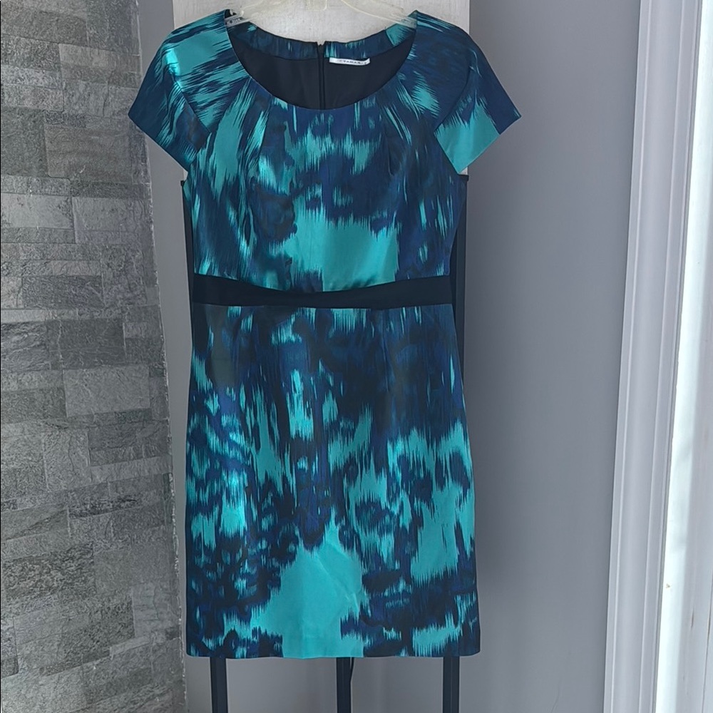 Elegant Blue Patterned Tahari  Dress